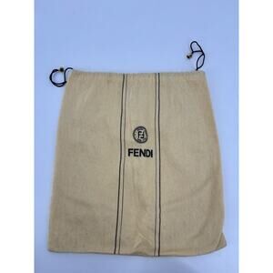 Fendi Dustbag Beige Black Logo Drawstring Lightweight Designer Travel Storage